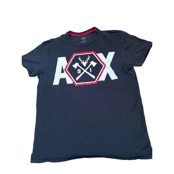 Armani Exchange men's T-shirt graphic black A/X SZ XL - Picture 1 of 4